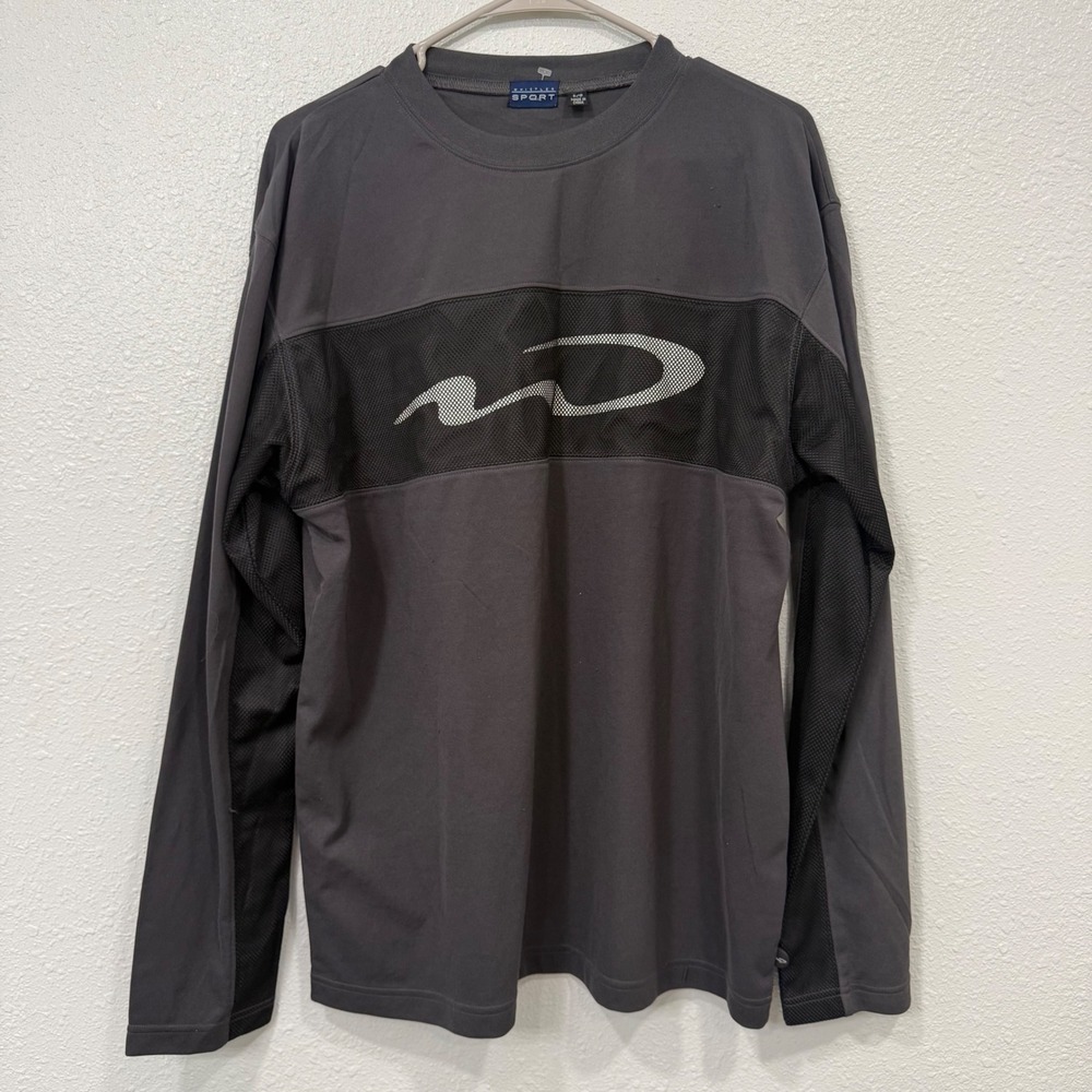 Whistler Sport Mens Long Sleeve Performance Shirt Gray Black Mesh Graphic Large